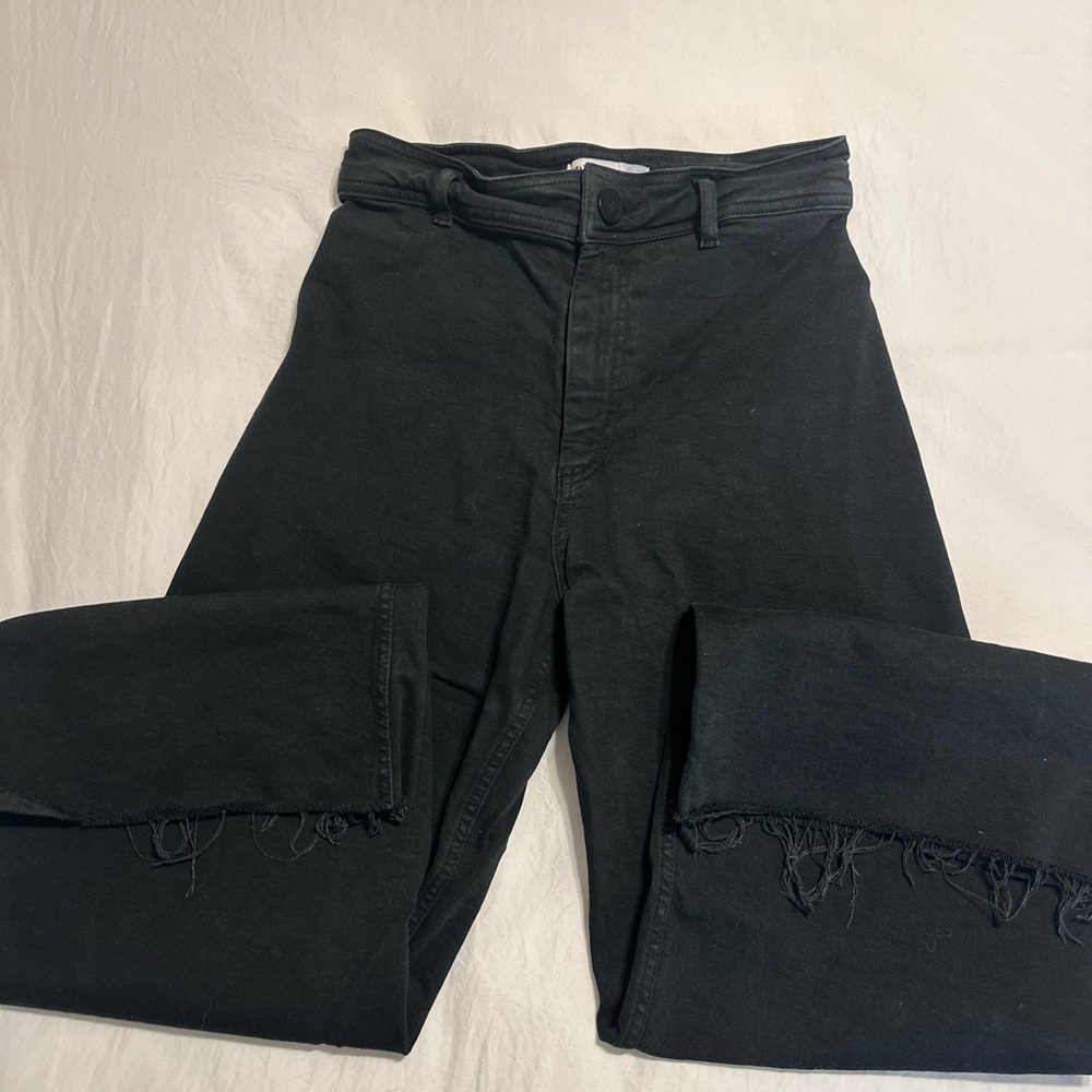Zara Marine Black Wide Leg Flare Jeans